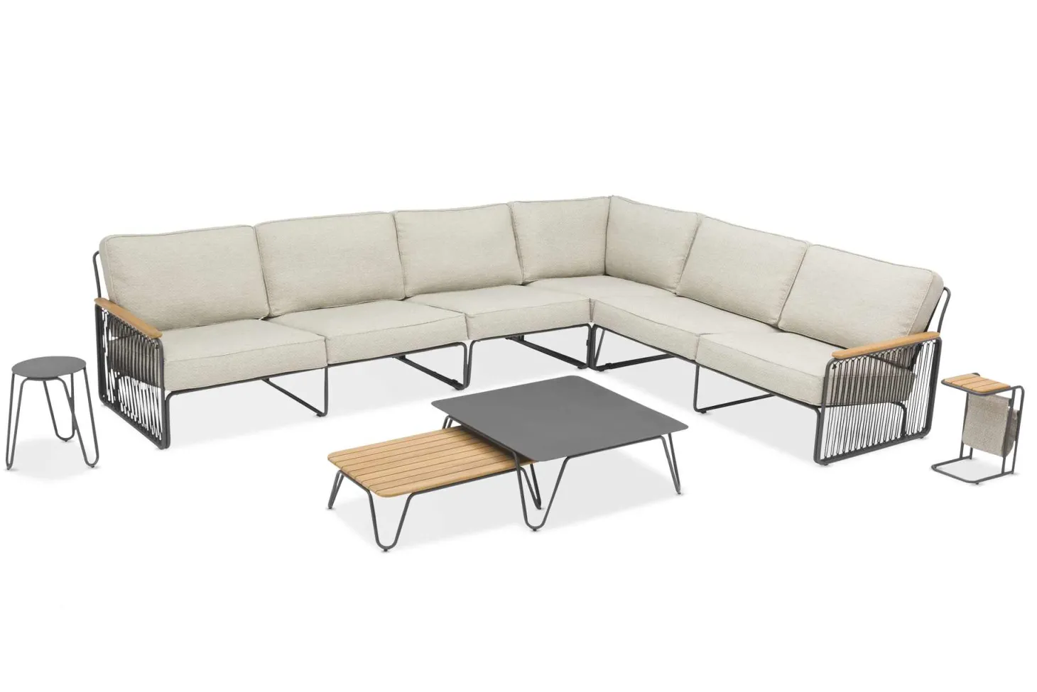 4-M Design RIVA rechteckiger Beistelltisch mit Teakplatte Outdoor