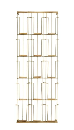 MADAM STOLTZ Kartenhalter Wandregal Gold/Bambus H. 93 cm B. 35 cm T.3 cm