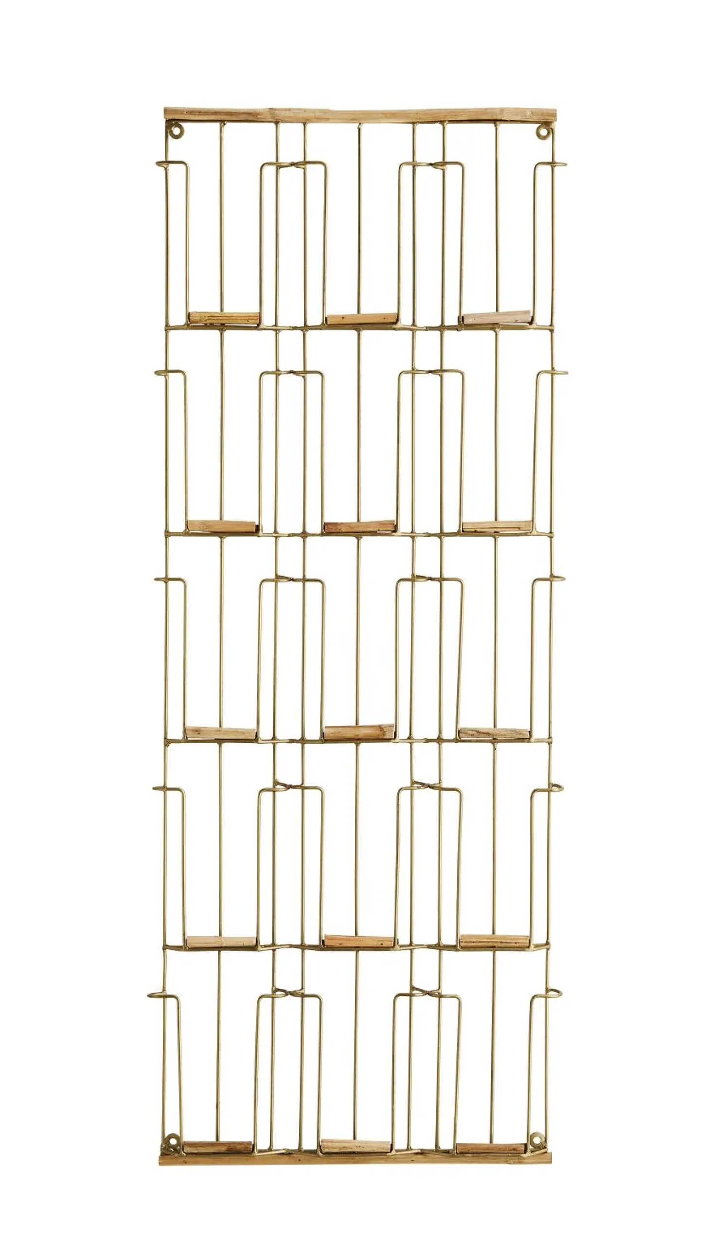 MADAM STOLTZ Kartenhalter Wandregal Gold/Bambus H. 93 cm B. 35 cm T.3 cm