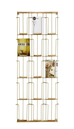 MADAM STOLTZ Kartenhalter Wandregal Eisen/Bambus H. 93 cm B. 35 cm T.3 cm Rost