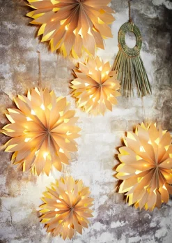 MADAM STOLTZ Papierstern mit LED Beleuchtung naturfarben Ø 30 cm