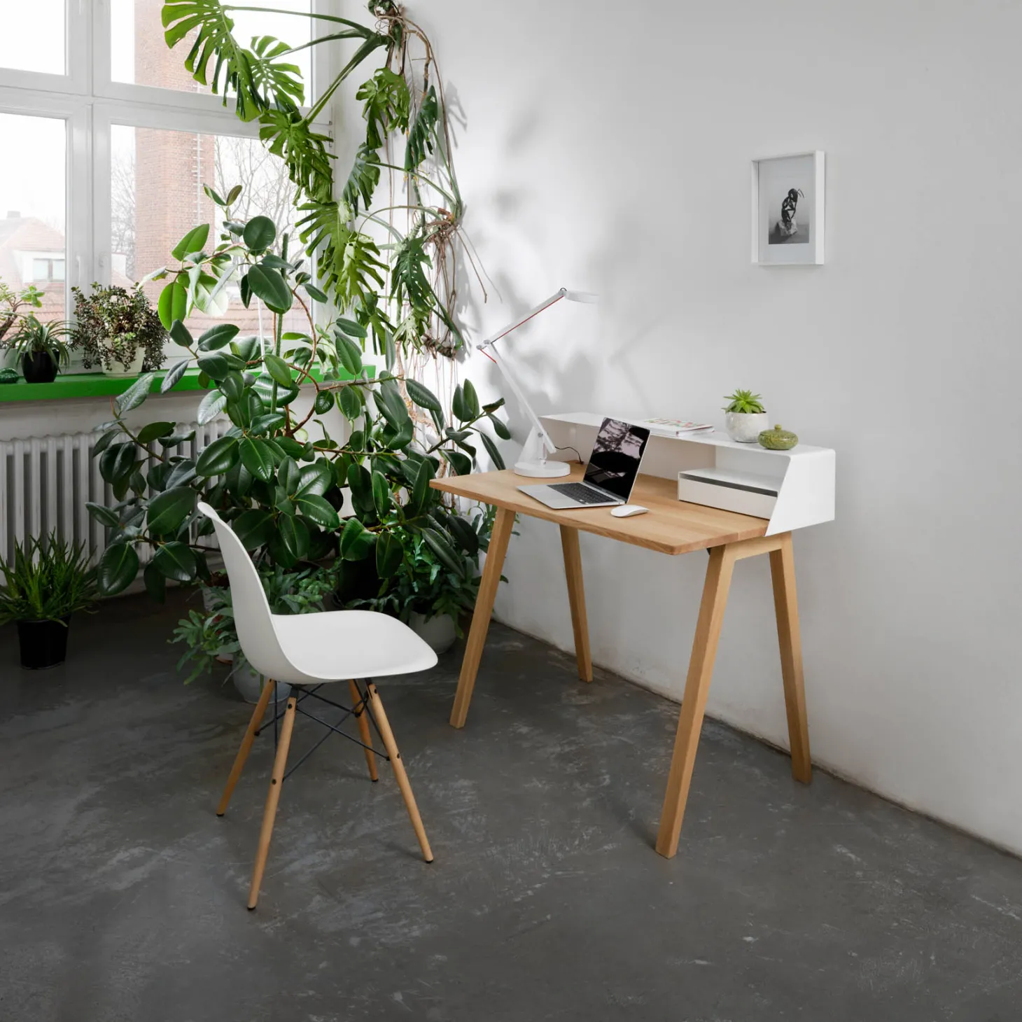 Müller Möbelfabrikation PS 04 Sekretär ozeanblau (RAL 5020) Eiche geölt