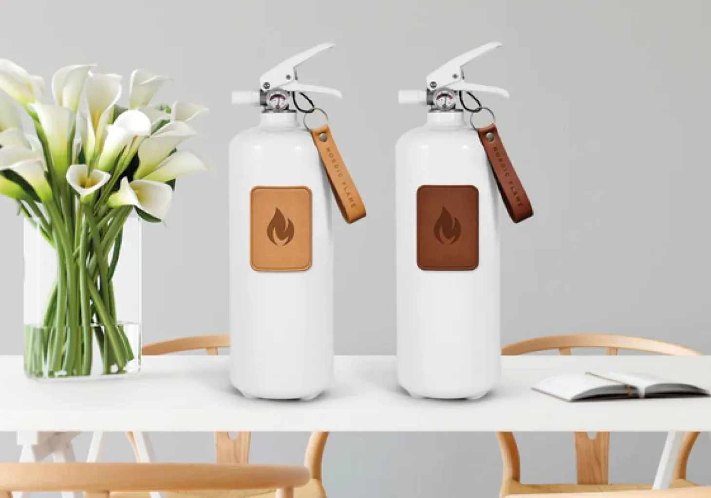 Nordic Flame Feuerlöscher 2 kg - Hellbraunes Leder