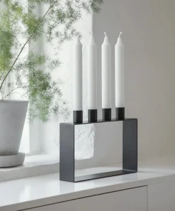 Novoform Frame Kerzenhalter schwarz - skandinavischer Stil 6,7 x 9,7 cm