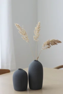 Novoform Raw zylindrische Keramikvase mit kleiner Öffnung 14,5 cm grau