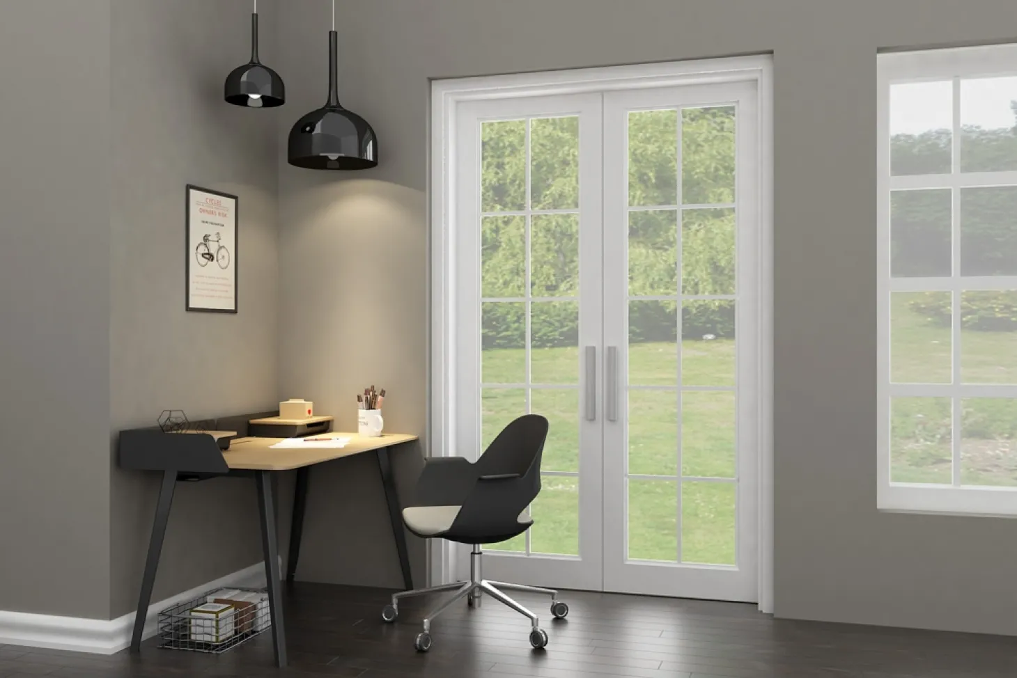 nurus Schreibtisch/Sekretär Renee Platte: Schwarz, Gestell: Schwarz, ohne Öko-Leder