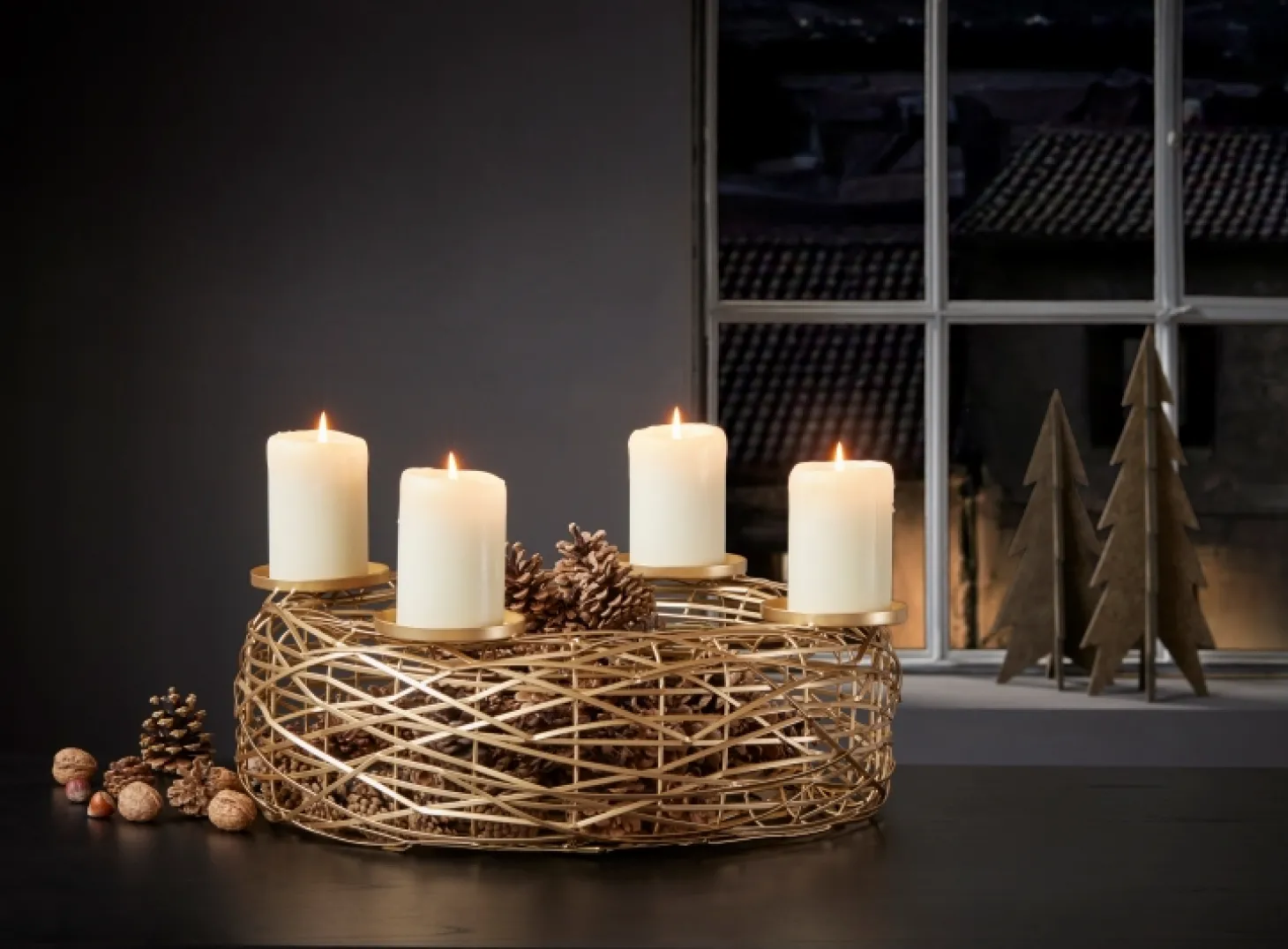 Philippi BOSCHENDAL moderner Adventskranz - filigrane Struktur S - 40 cm