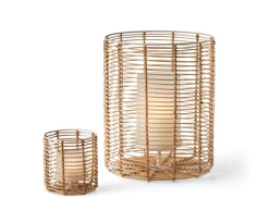 Philippi Cane Windlicht aus Schilfrohr mit Glaseinsatz Ø 11 cm, Höhe 9 cm