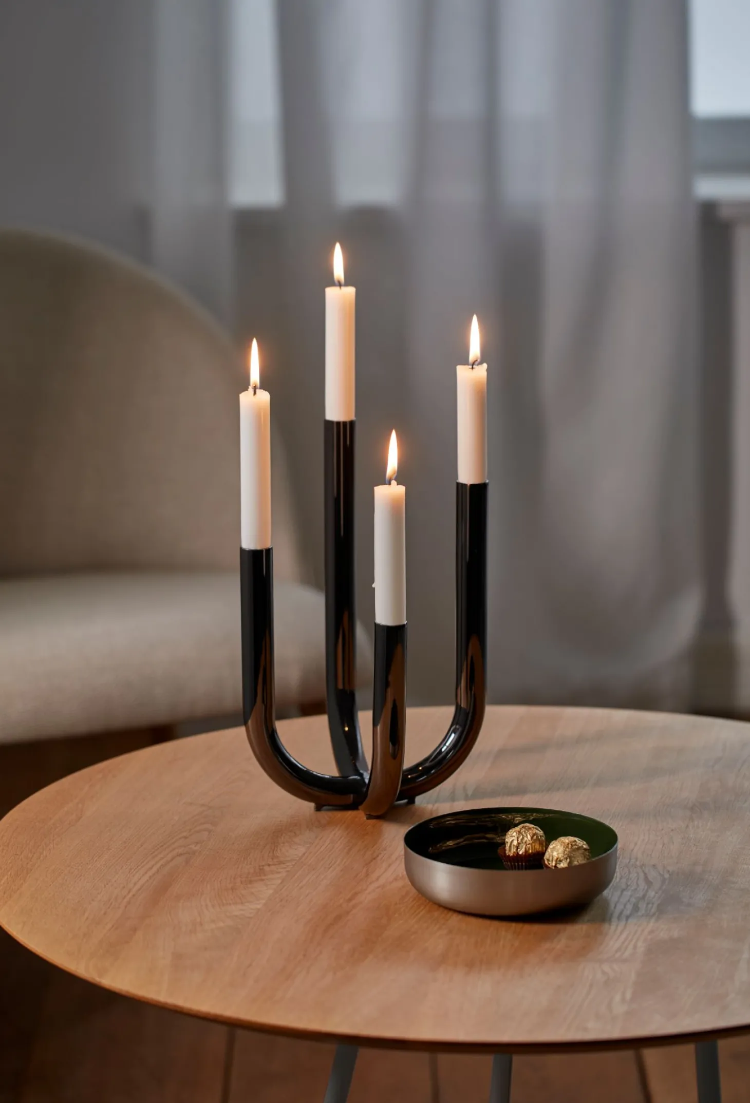 Philippi Festive moderner Stabkerzenhalter schwarz verchromt