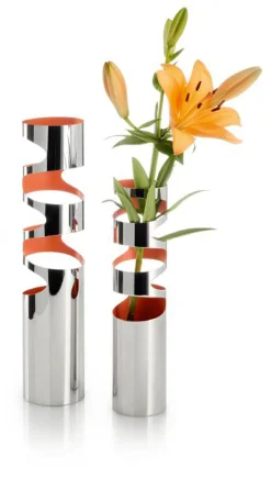 Philippi Loom Vase orange/hochglanzpoliert Höhe 39 cm, Ø 9 cm