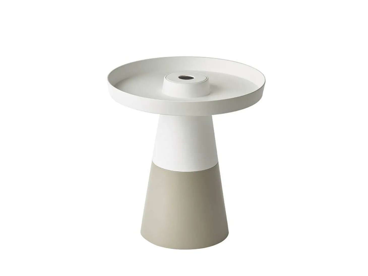 pieperconcept Capata Beistelltisch Tablett weiß, Fuß weiß/sand