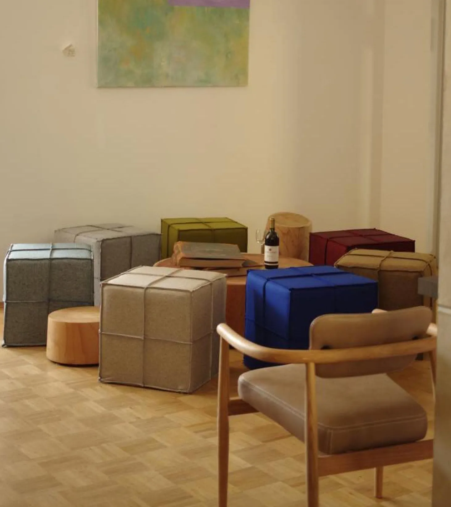 Radloff Filzhocker Cube hellbraun meliert