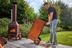 RB73 Ker Holzlager und Wagen aus Cortenstahl