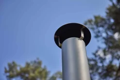 RB73 Quaruba Außenkamin Edelstahl matt Ohne Rollen 1 Seite Glas L