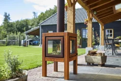 RB73 Quaruba Terrassenkamin Corten-Stahl Ohne Rollen L 1 Seite Glas