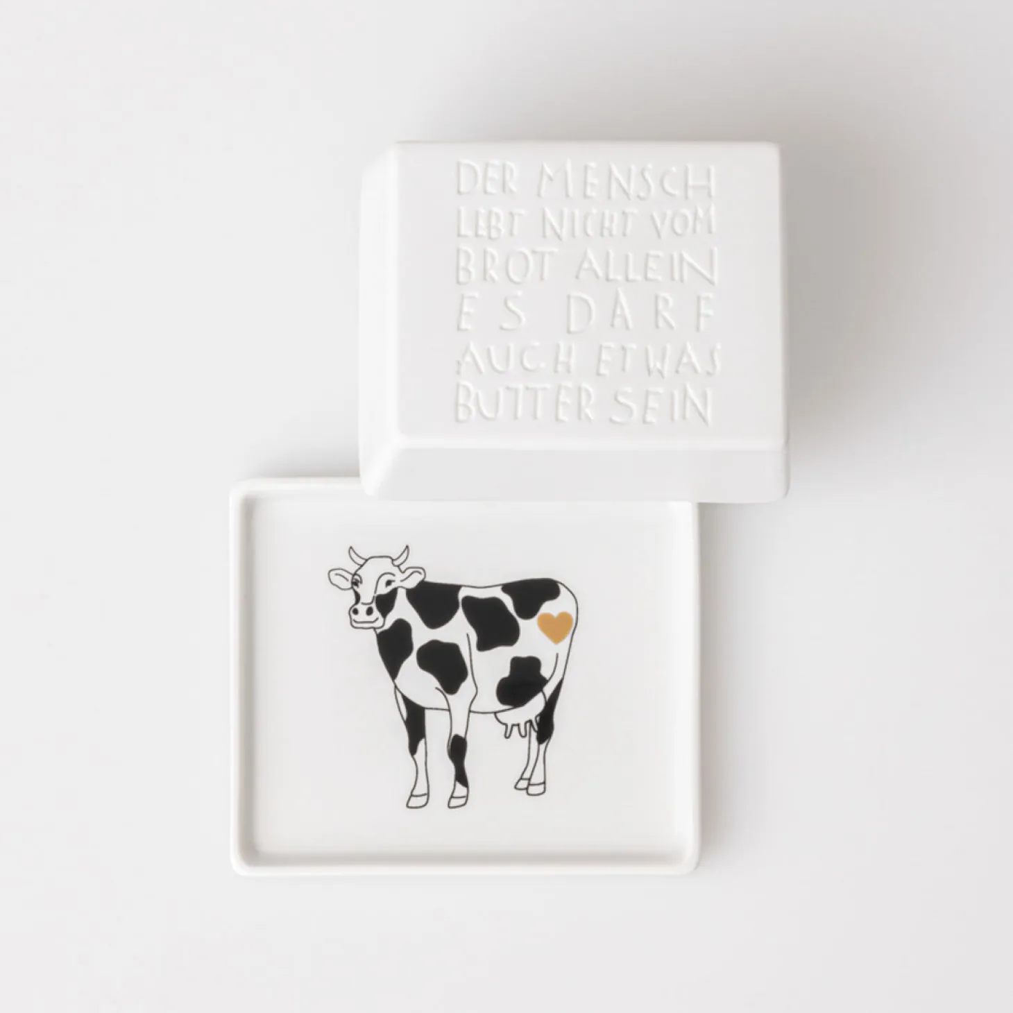 Räder Butterdose klein "Der Mensch lebt nicht vom Brot allein"