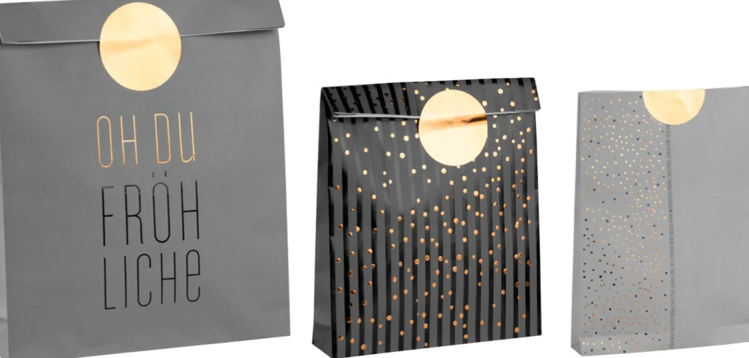 Räder Geschenktüten 3er Set mit runden Aufklebern