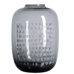 Räder Glasvase "wherever we are" Höhe 27cm Ø19,5, grau