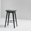 SACKit Nordic Barhocker – Buche schwarz – gepolstert – (68cm) Leder Dunes Anthrazit