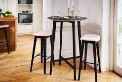 SACKit Nordic Barhocker – Buche schwarz – gepolstert – (68cm) Leder Dunes Anthrazit