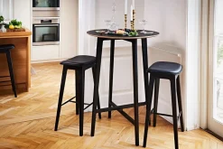 SACKit Nordic Barhocker – Buche schwarz kreuznaht (73cm) Leder Ultra Brandy