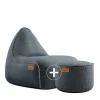 SACKit RETROit Canvas Sitzsack Sparset – Loungsessel und Hocker (Indoor) petrol