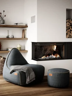 SACKit RETROit Canvas Sitzsack Sparset – Loungsessel und Hocker (Indoor) petrol