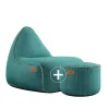 SACKit RETROit Cobana Outdoor Sitzsack Loungsessel mit Hocker – Sparset petrol melliert