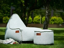 SACKit RETROit Cobana Outdoor Sitzsack Loungsessel mit Hocker – Sparset petrol melliert