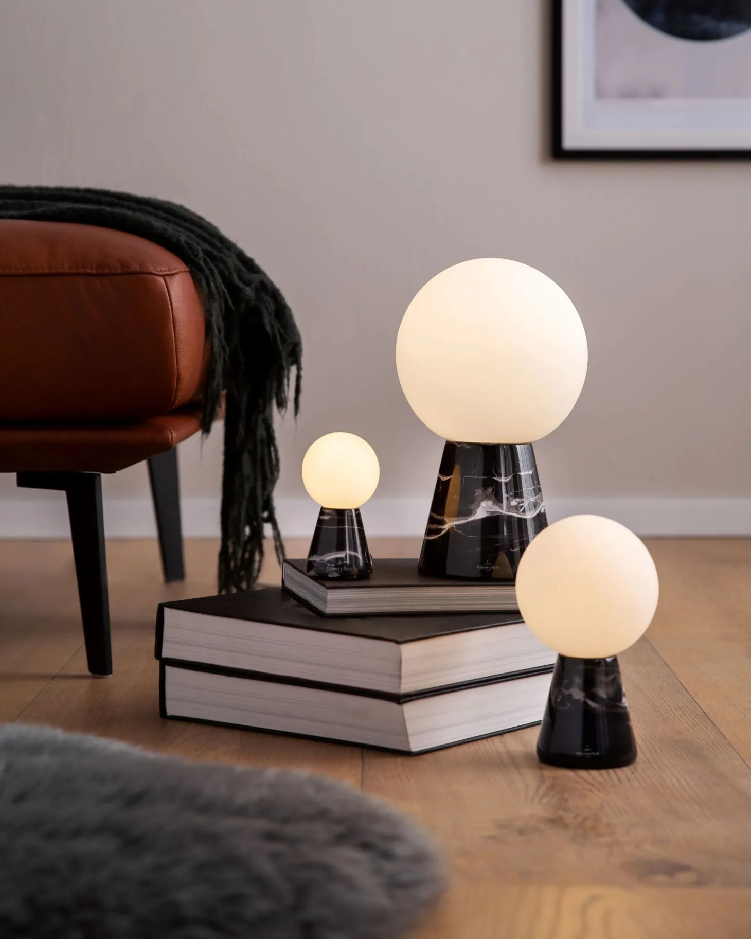 Sompex CARRARA - schwarze Marmor Tischleuchte 13 cm