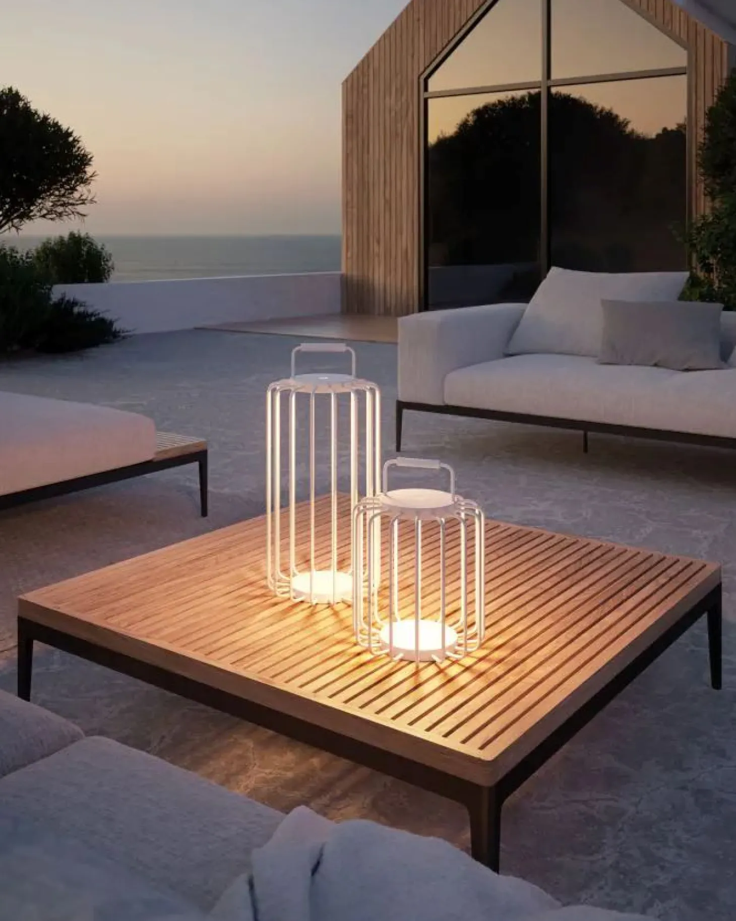 Sompex Outdoor Akku-Laterne dimmbar Bangkok, weiß 33 cm