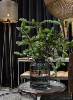 Trademark Living Glasvase Steve mit Rechteck-Muster Grau