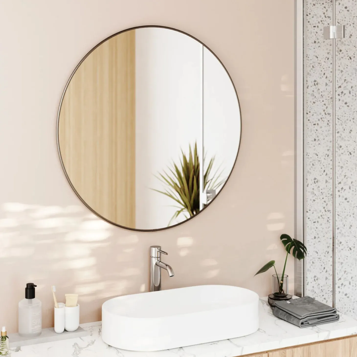 Umbra Hubba Wall Spiegel, metallic titanium Ø 86cm