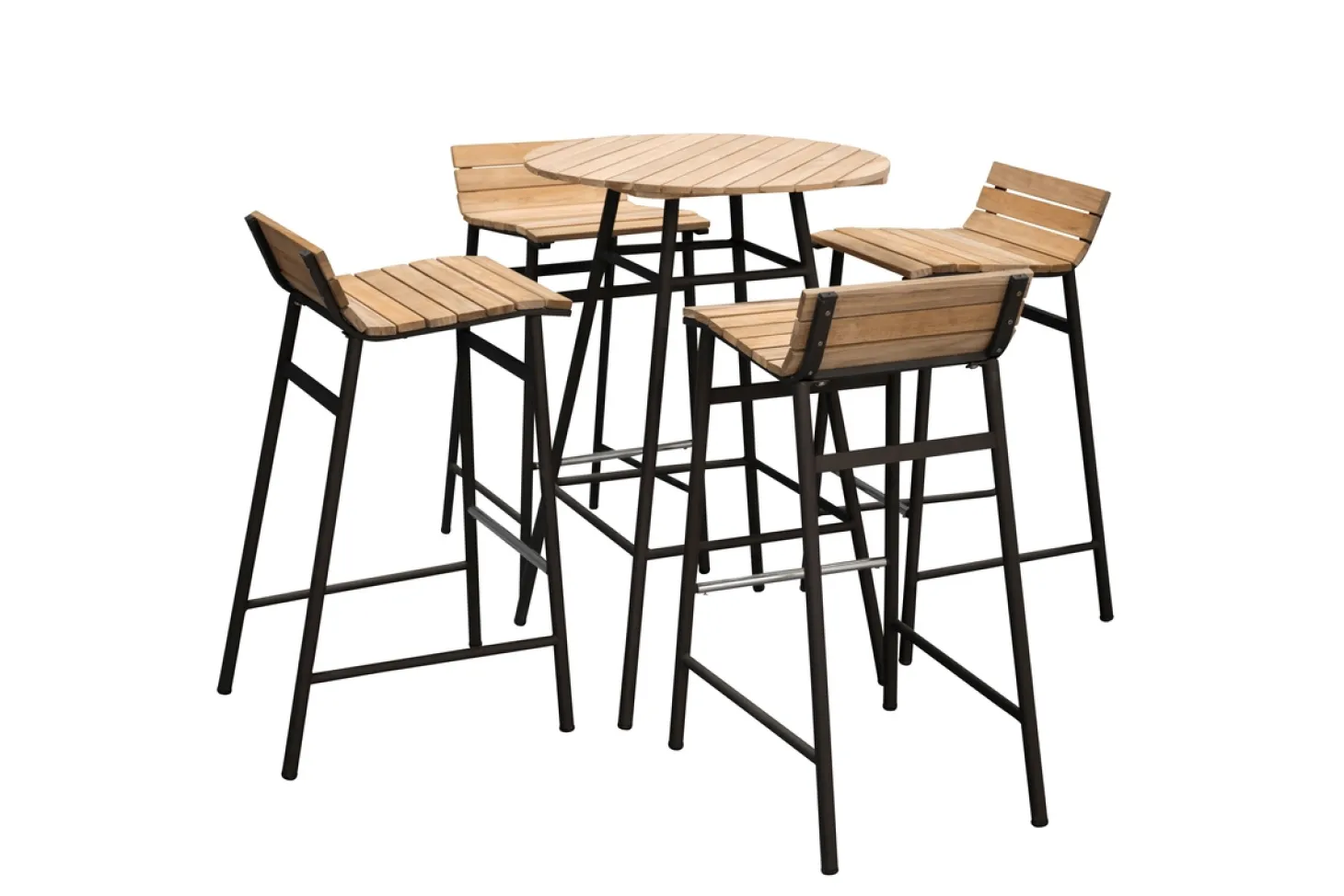 Venture Design Mexico Set Bartisch mit 4 Barhockern Akazie/Schwarz