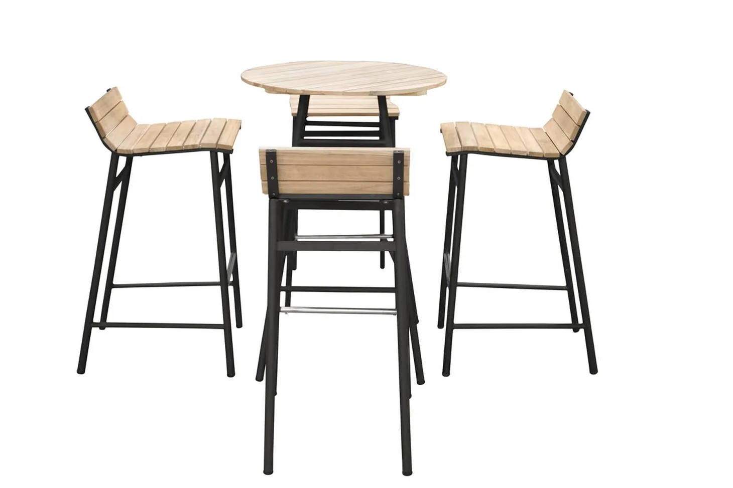 Venture Design Mexico Set Bartisch mit 4 Barhockern Akazie/Schwarz