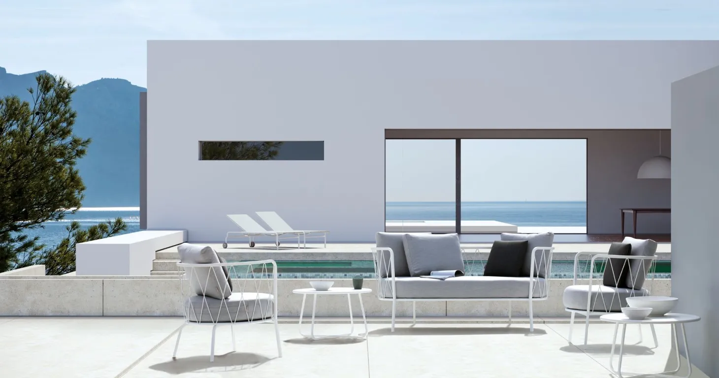 vermobil Daisy niedriger Lounge-Sessel matt weiß, grau-grigio