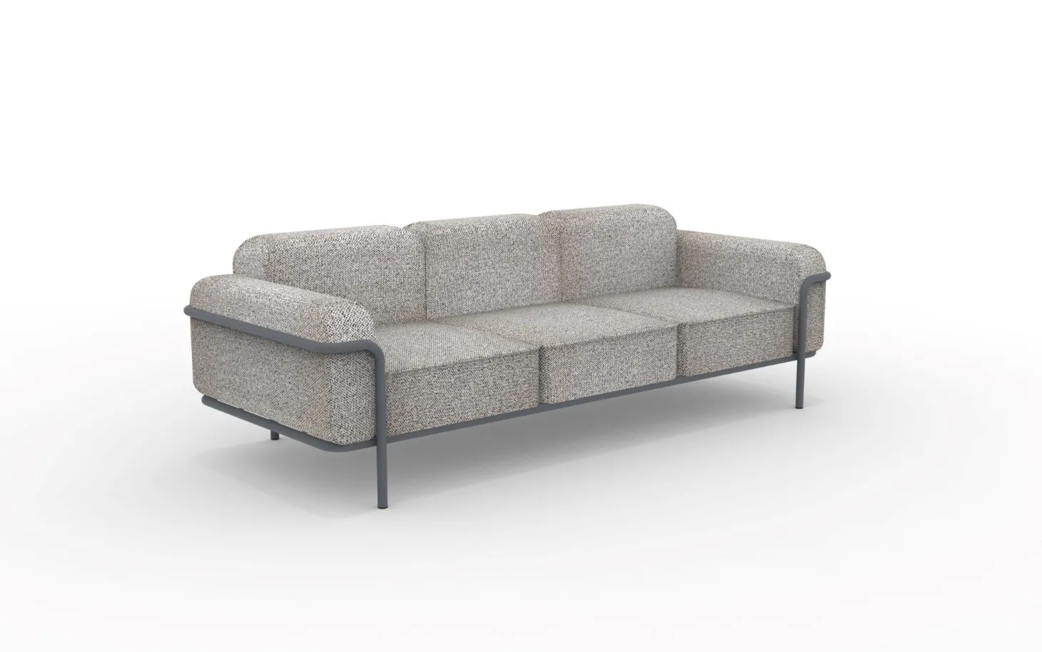 vermobil Hug 3-Sitzer Outdoor Sofa- Lounge Möbel Weiß-Braun Dunkelgrau