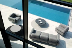 vermobil Hug 3-Sitzer Outdoor Sofa- Lounge Möbel Weiß-Braun Dunkelgrau