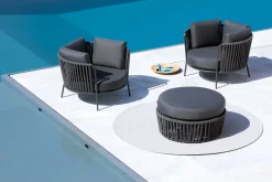 vermobil Outdoor Puff/Hocker Daisy Rope matt weiß, grau-grigio