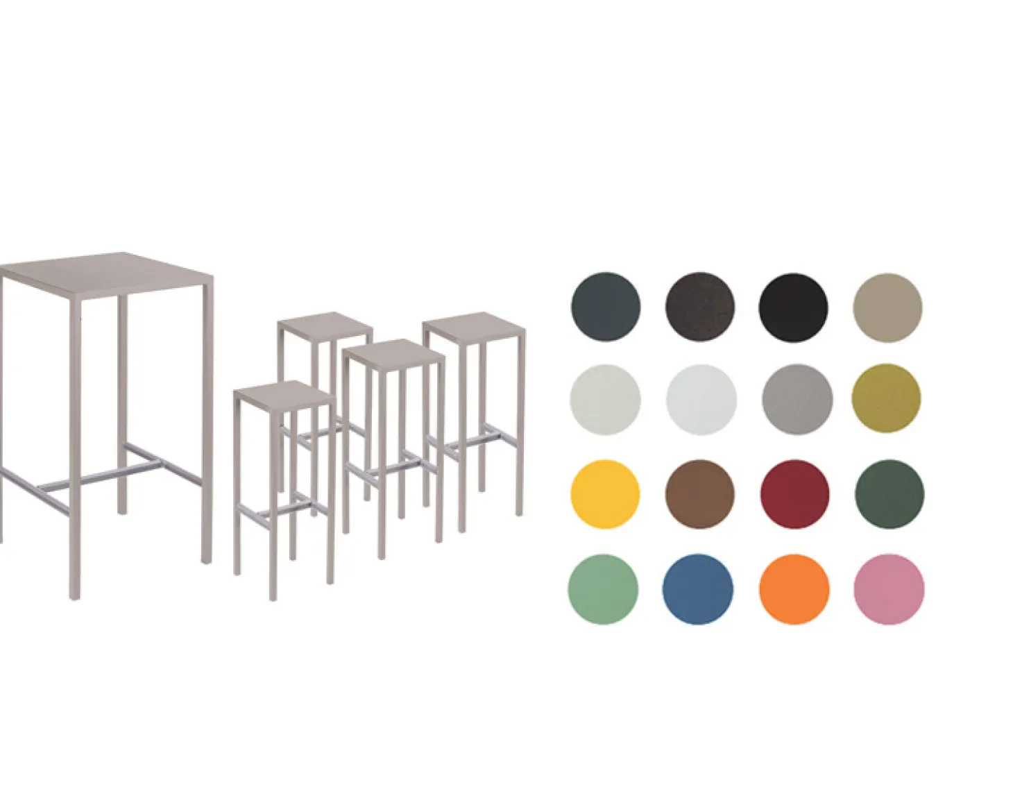 vermobil Set Bartisch mit 4 Barhockern Seaside antik grau