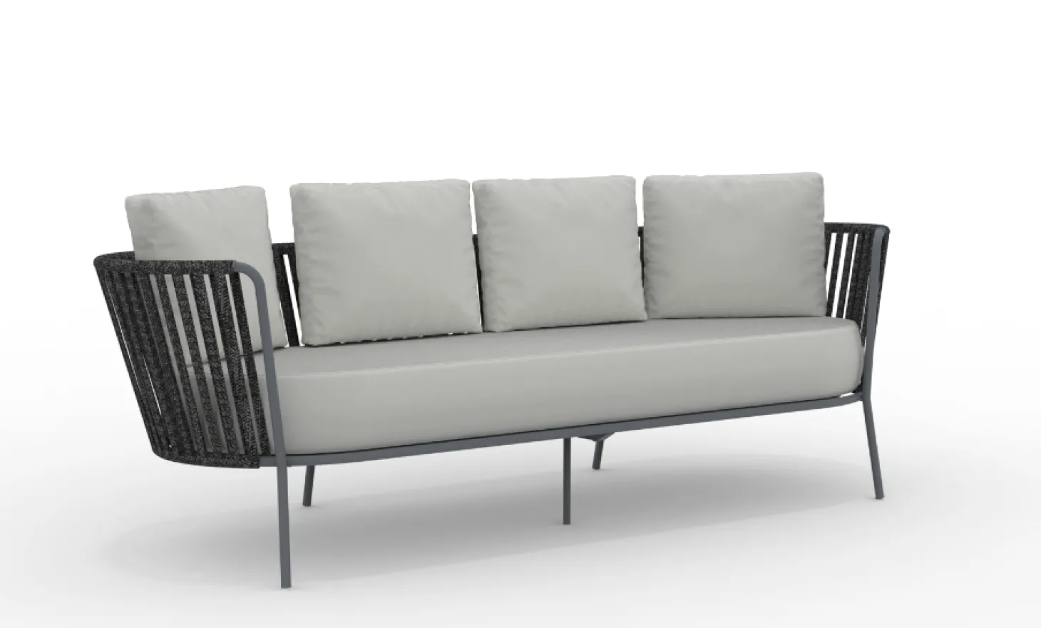 vermobil 3-Sitzer Sofa Daisy Rope - wasserbeständig dunkelgrau, grau-grigio
