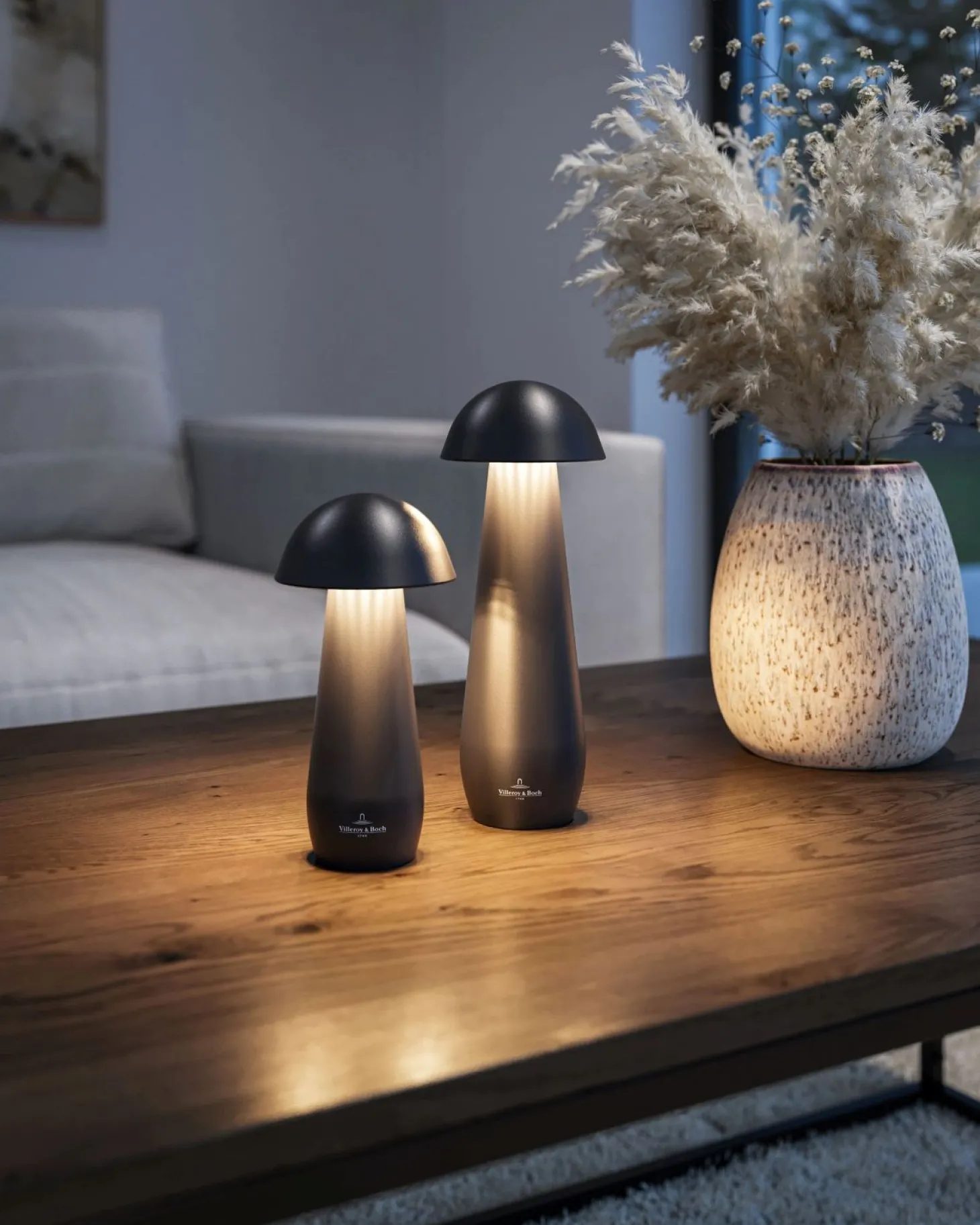 Villeroy & Boch MODENA Akku-Tischleute - Pilzlampe 16 cm anthrazit
