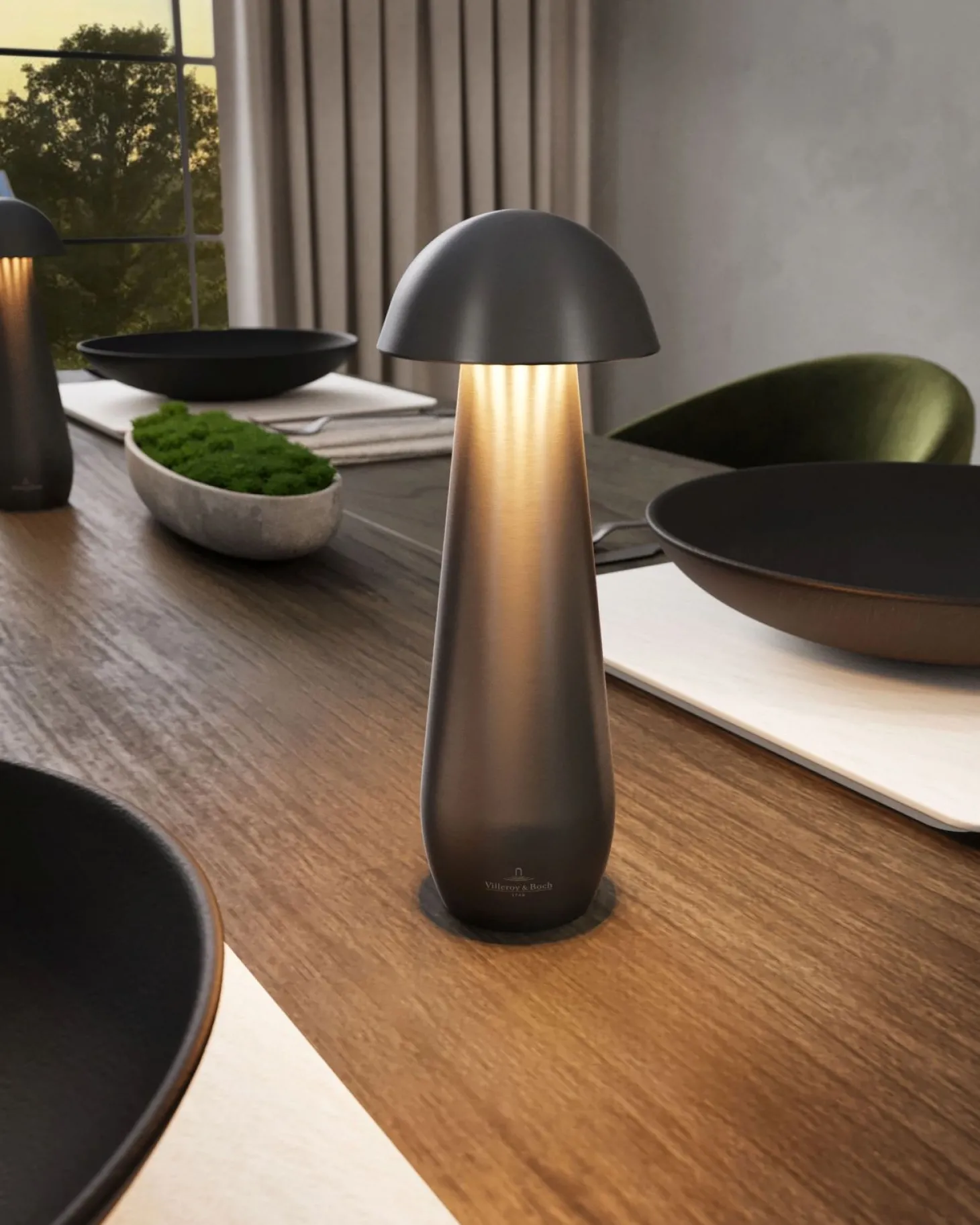 Villeroy & Boch MODENA Akku-Tischleute - Pilzlampe 16 cm anthrazit