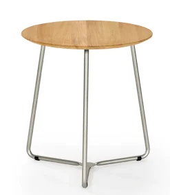 Weishäupl Bistrotisch Balcony Ø 65 cm, H 72 cm Edelstahl/Teak