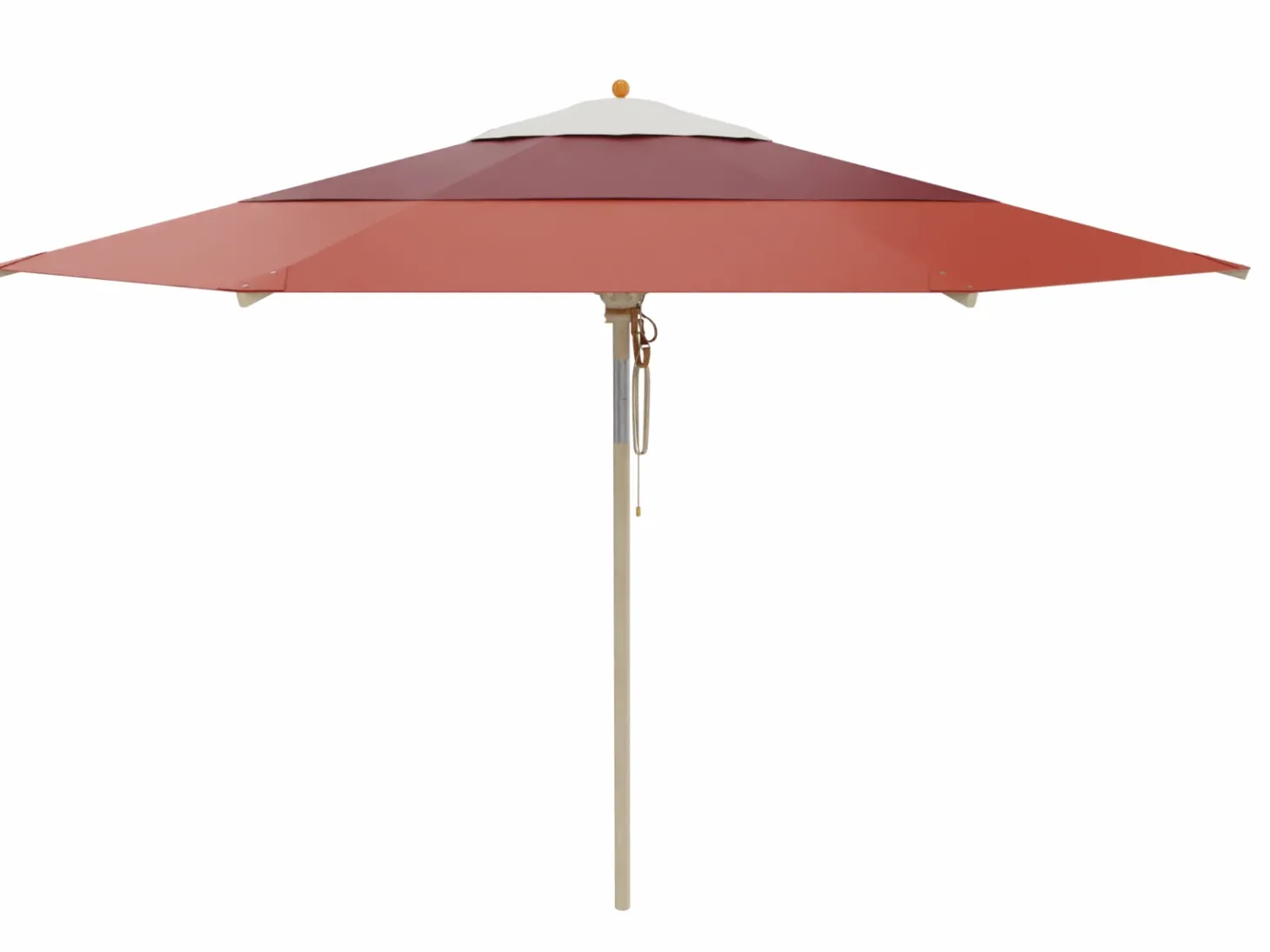 Weishäupl Schirm Klassiker Ø 350 cm Acryltuch natur/bordeaux/terracotta mit Flaschenzug & Knickmechanismus