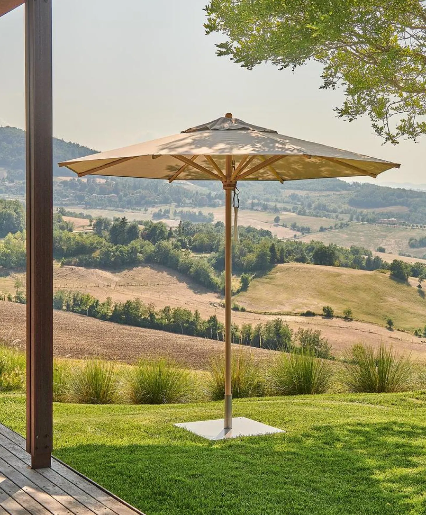 Weishäupl Sonnenschirm Klassiker Acryltuch Natur mit Flaschenzug Ø250