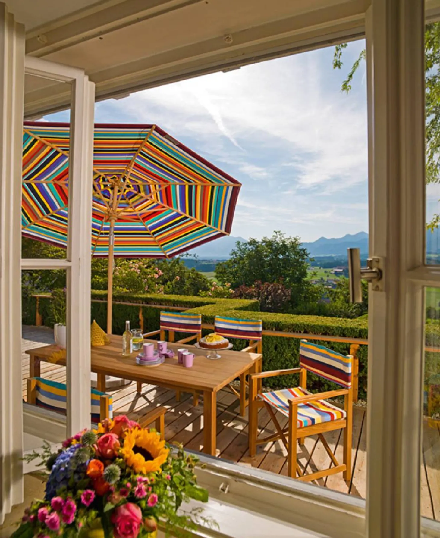 Weishäupl Sonnenschirm Klassiker Ø 350 cm Acryltuch Multicolor Knickmechanismus & Flaschenzug