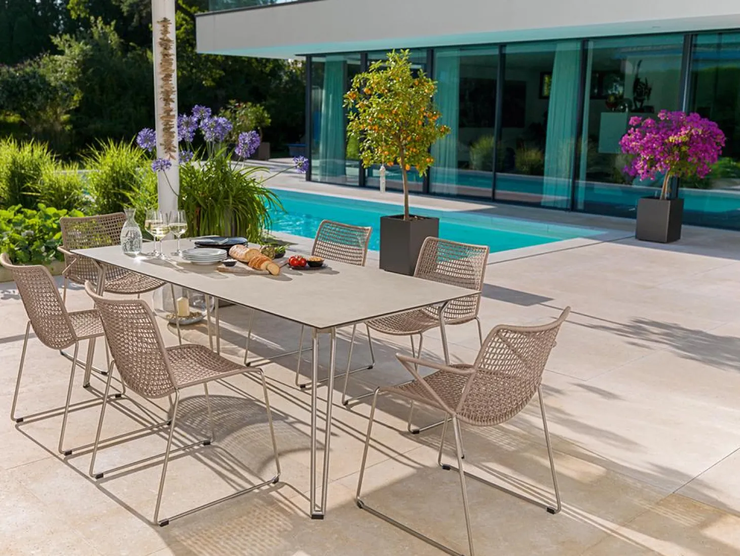 Weishäupl Terrassenstuhl Slope Gestell perlgrün, Kordel moos