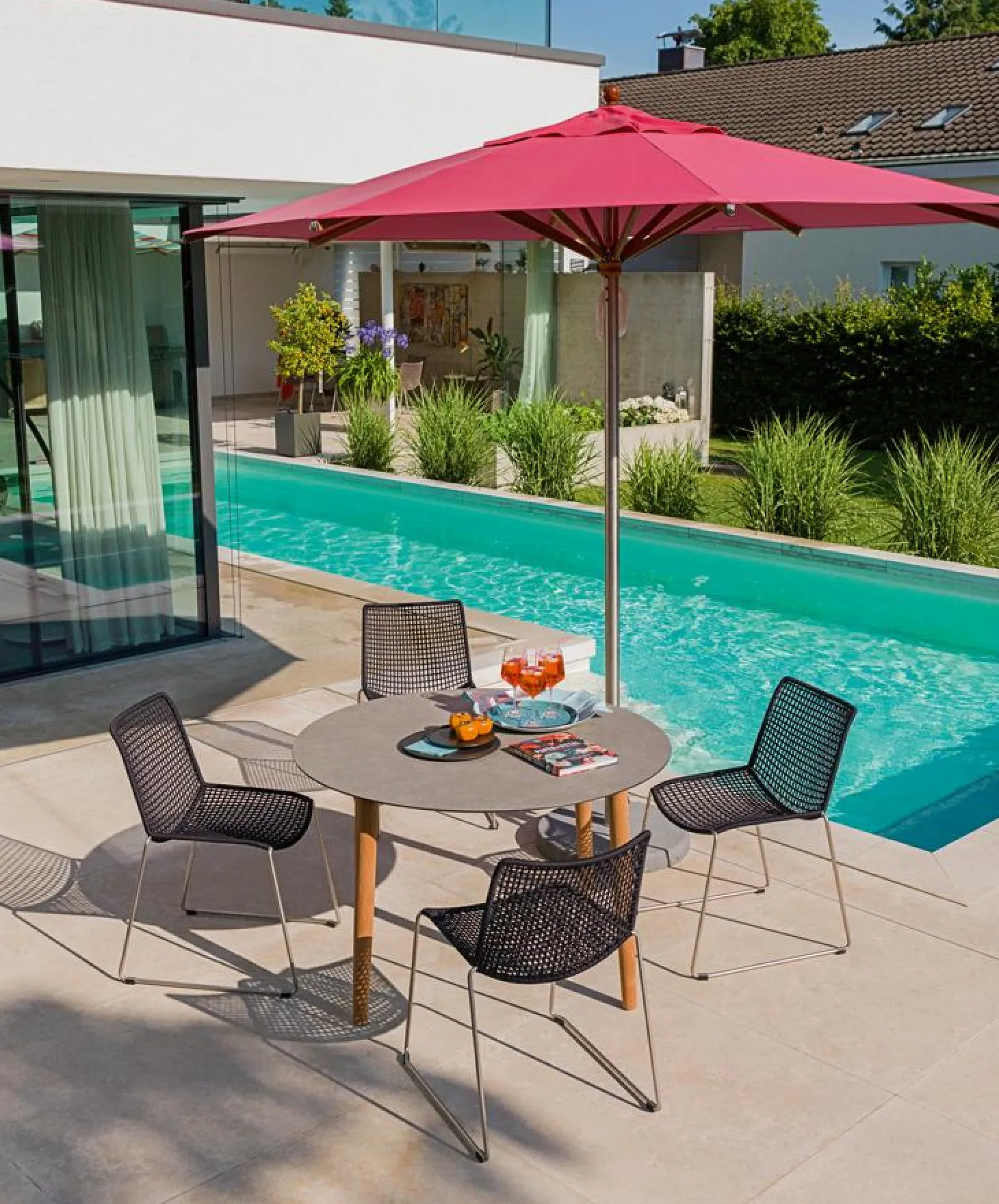 Weishäupl Terrassenstuhl Slope Gestell perlgrün, Kordel moos