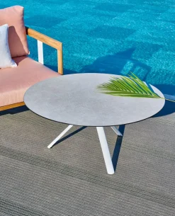 Weishäupl Trio Garten Beistelltisch wetterfest Schwarz HPL Marmor-Schwarz ∅60 cm